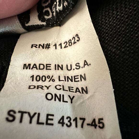 Vtg 90s High Rise 100% Linen Crisp Straight Leg Elastic Waist Flat Front Pant S - Picture 9 of 9